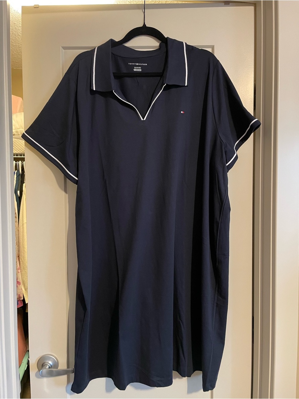 Tommy Hilfiger Navy Polo Dress with White Piping NWOT